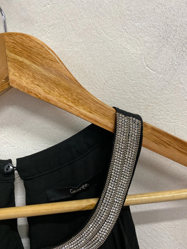 Fabulous George pleated flared party Dress Uk18 sparkly CR002