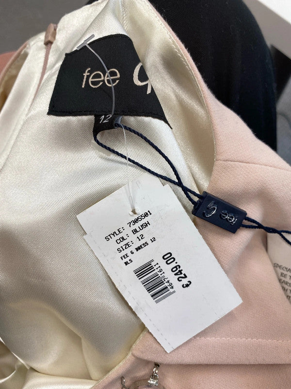 Stunning fee g pink ruffle jewel dress nwt UK 12 LG006