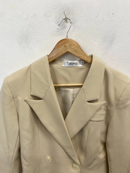 Stunning tatiama cream belted blazer UK S AE001