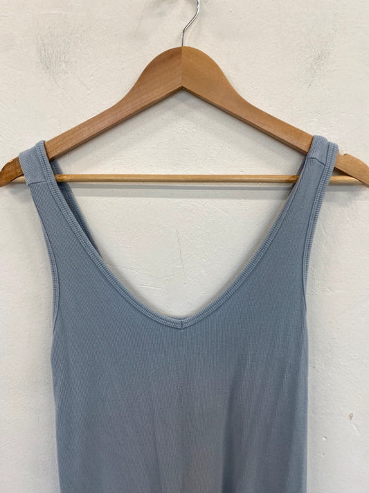 Lovely cabi blue ribbed vest cami UK S HS001