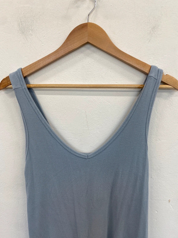 Lovely cabi blue ribbed vest cami UK S HS001