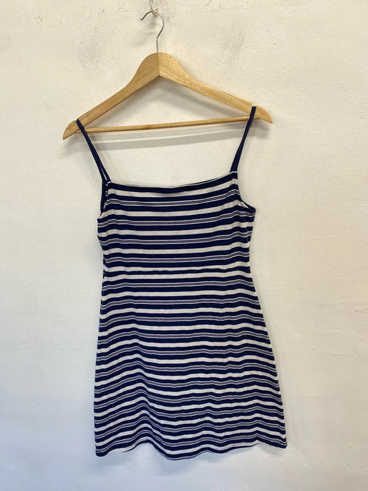 Gorgeous asos design blue white striped bodycon strappy midi dress UK 10 JM005