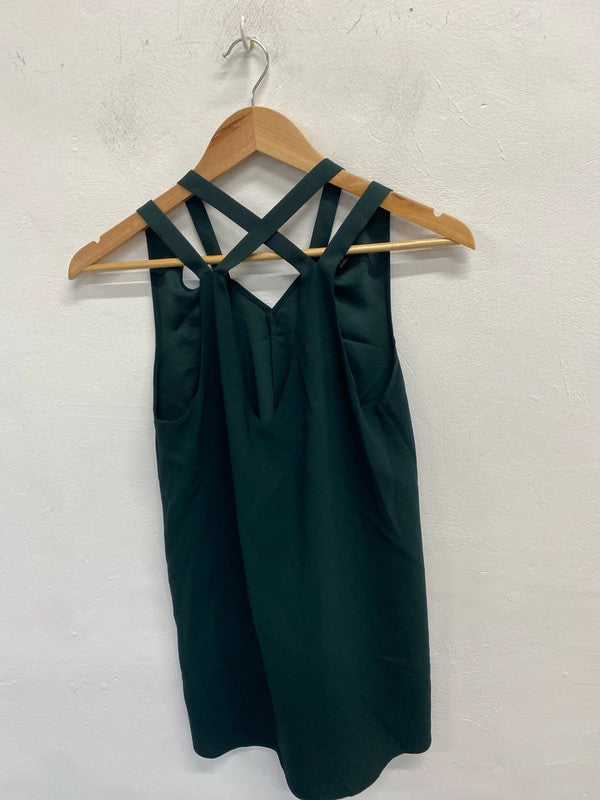 Stunning river island green cross neck cami UK S KM004