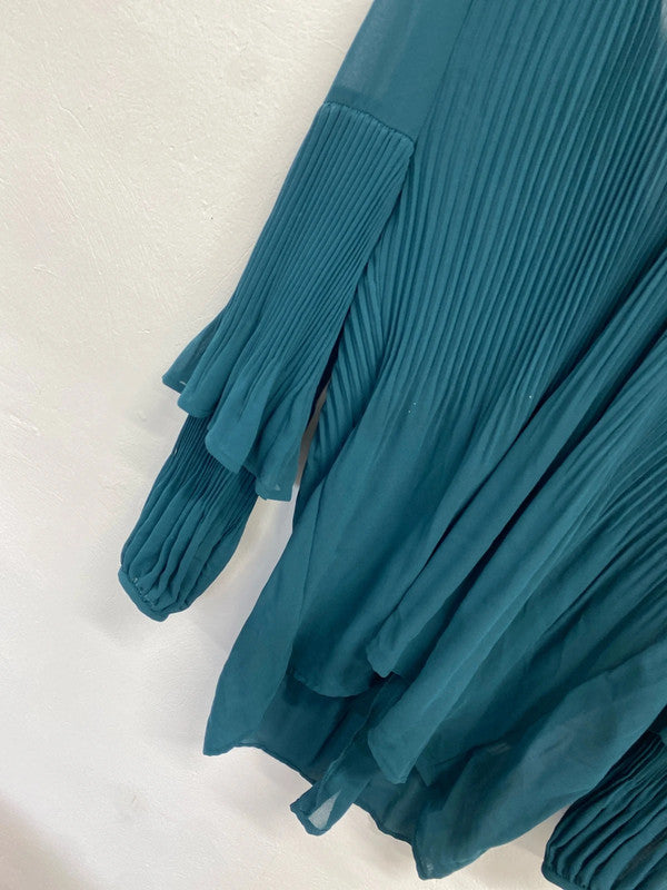 Stunning river island pleated dark green blouse UK S KM004
