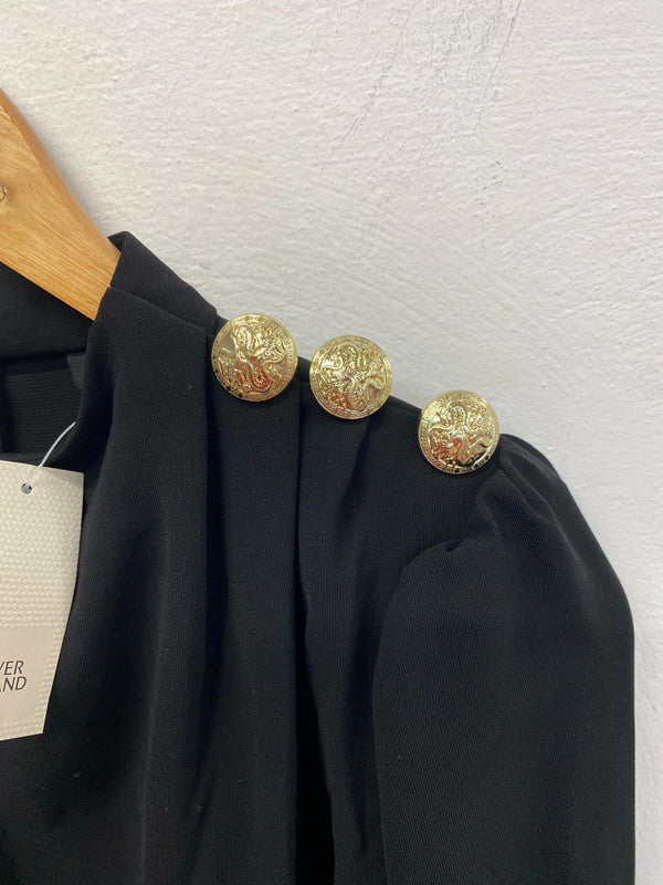 River Island Chic Black High Neck Button Detail Mini Dress UK 8 KM004