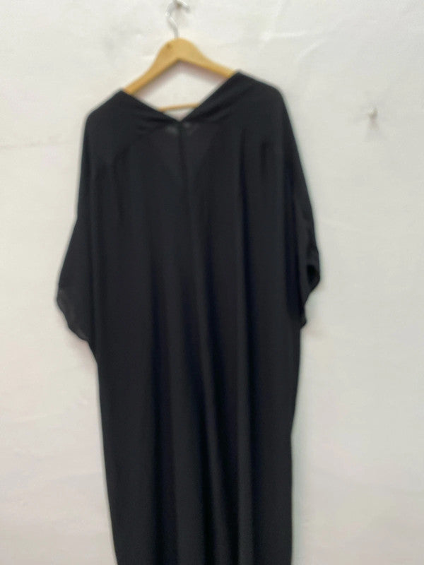 Fabulous H&M black semi sheer Midaxi kimono dress UkM/L IM001