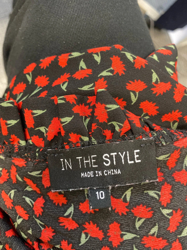 Lovely in the style red black tulips blouse UK 10 HDR01