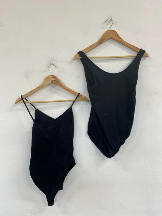 Topshop Sleek & Stylish Black Bodysuits Duo UK 12 NN001