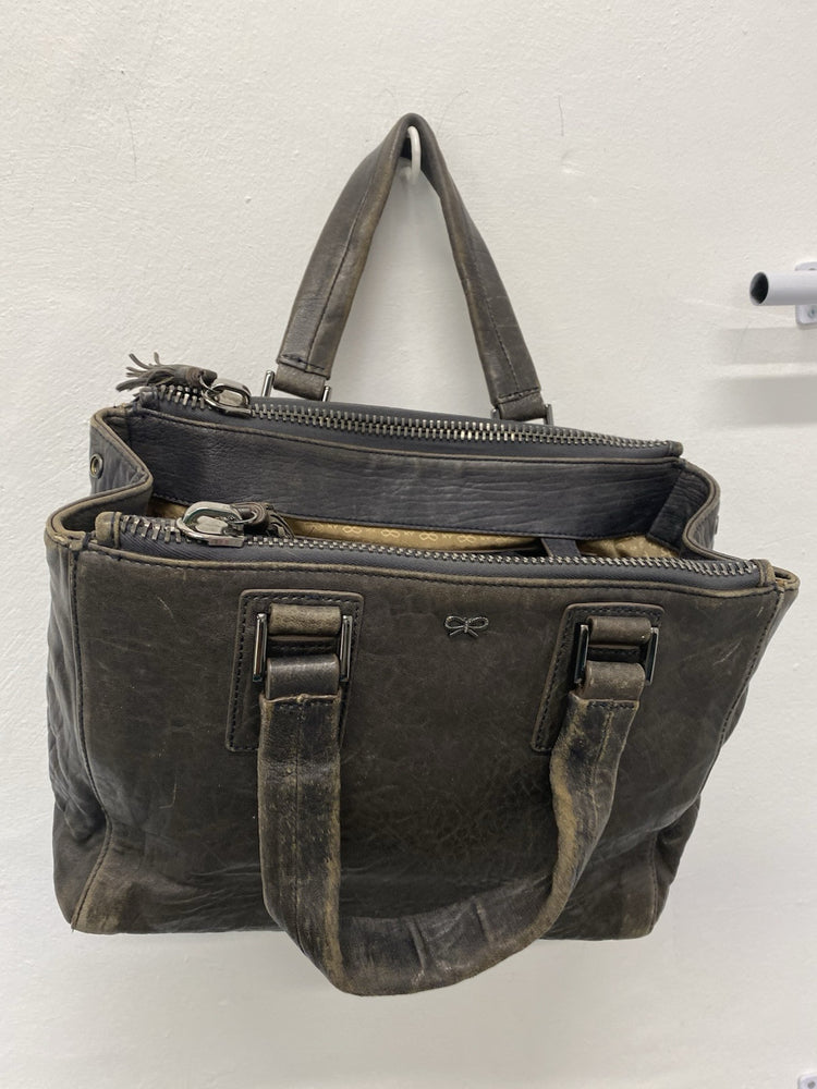 Anya Hindmarch Chocolate Brown Vintage Ebury handbag leather tassle JP001