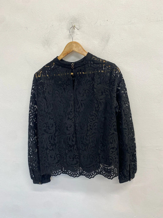 Lovely m&s black lace underlayer blouse UK 14 LB005