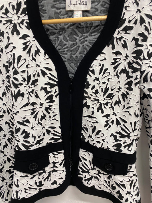 Stunning Joseph Ribkoff Black And White Floral Blazer Jacket UK 10 KM004