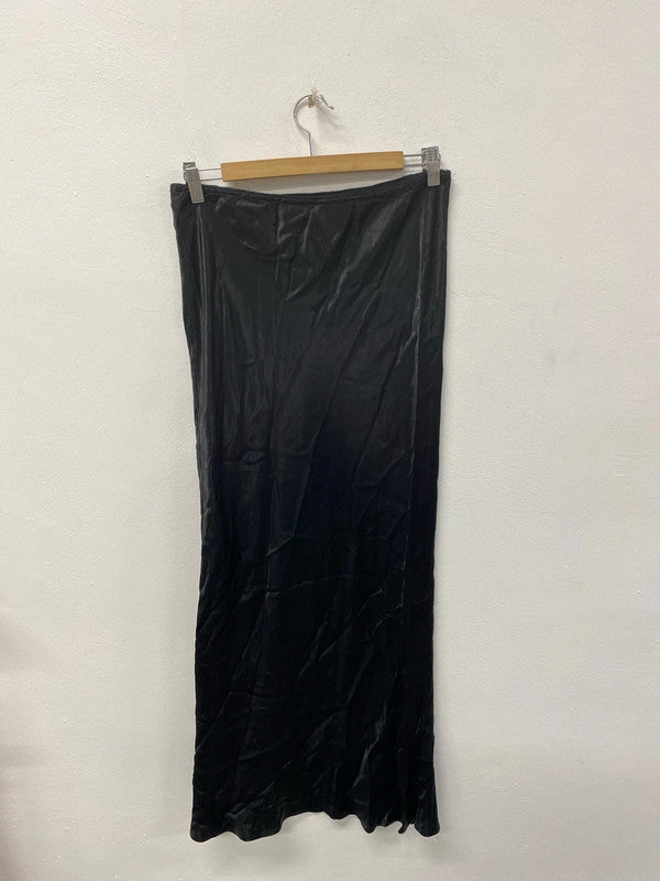 Topshop Stylish Black Satin Maxi Skirt UK 12 KS002
