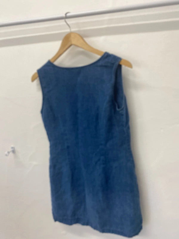 Fabulous Monsoon light denim tunic dress cute button details Uk12 MM005