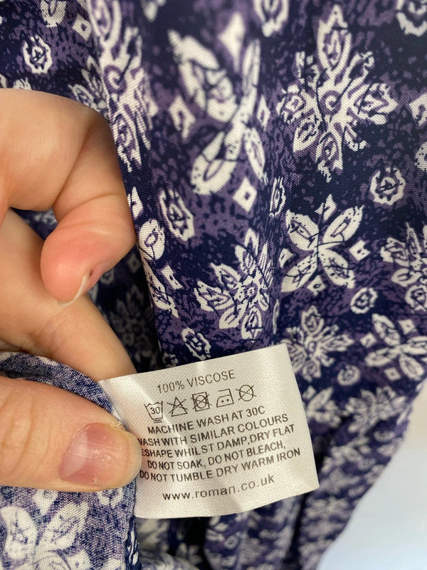 Roman Elegant Purple Boho Smock Dress UK 20 IM001