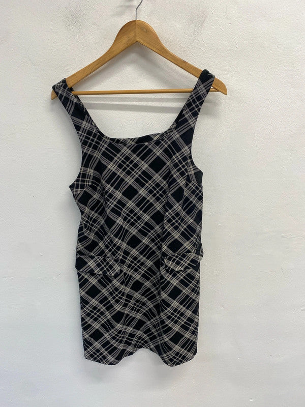 Lovely new look black grey checkered midi dress UK10 JH001
