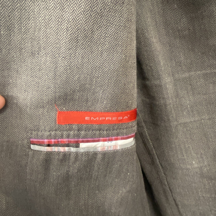 Empresa Linen Jacket Men’s 40” Brown Herringbone Tan 50 Made In Italy FE001