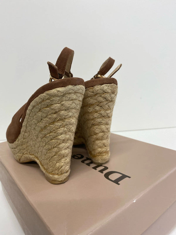 Fabulous Dune Tan espadrille wedge UK6 occasion parties NN001