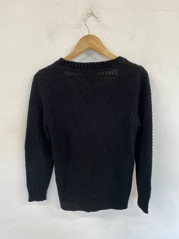 Lovely kangol cable knit cardigan black slouchy 10 JR001