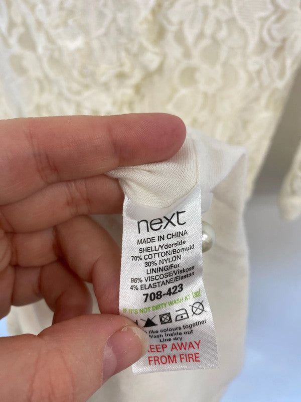 Next Elegant Cream Lace Mini Dress UK 10 SW001