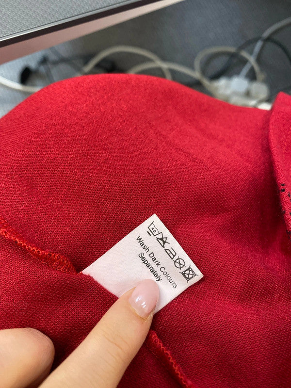 Lovely classics red black sparkle Diamante pattern top UK XL JW002