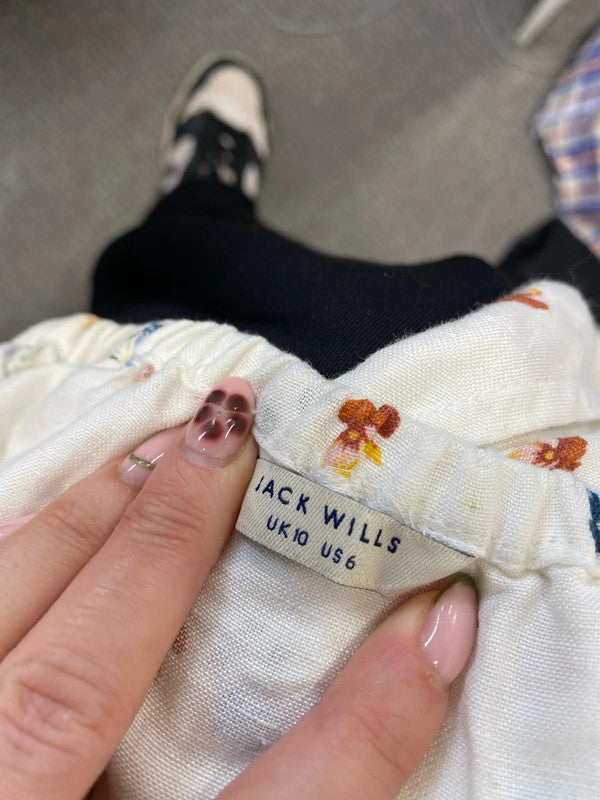 Lovely Jack wills white floral Bardot dress UK 10 JH001