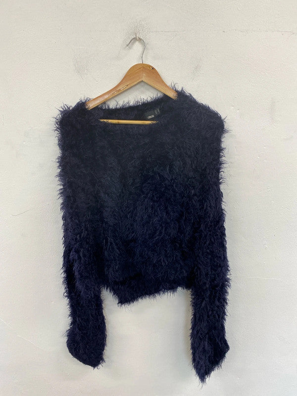 Asos Stylish Y2K Vibes Navy Faux Feather Jumper UK 12 MM005
