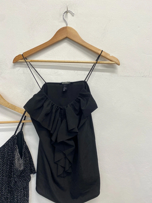 Lovely duo of frill black tops h&m new look #5 UK 10 JA001