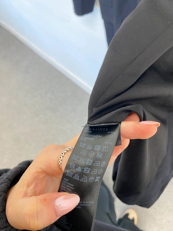 Lovely All Saints Black Blazer Longline UK 10 RF001