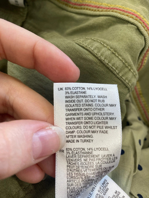 White Stuff Fab Khaki Green Crop Straight Leg Jeans UK 10 AO001