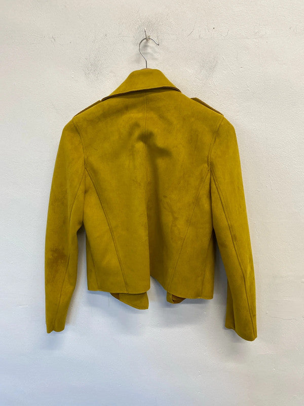 Lovely river island mustard suede biker jacket UK 10 JB001