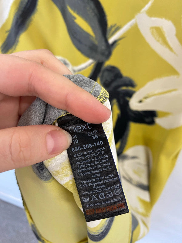 Next Stylish Yellow Artsy Floral Mini Dress UK 10 SW001