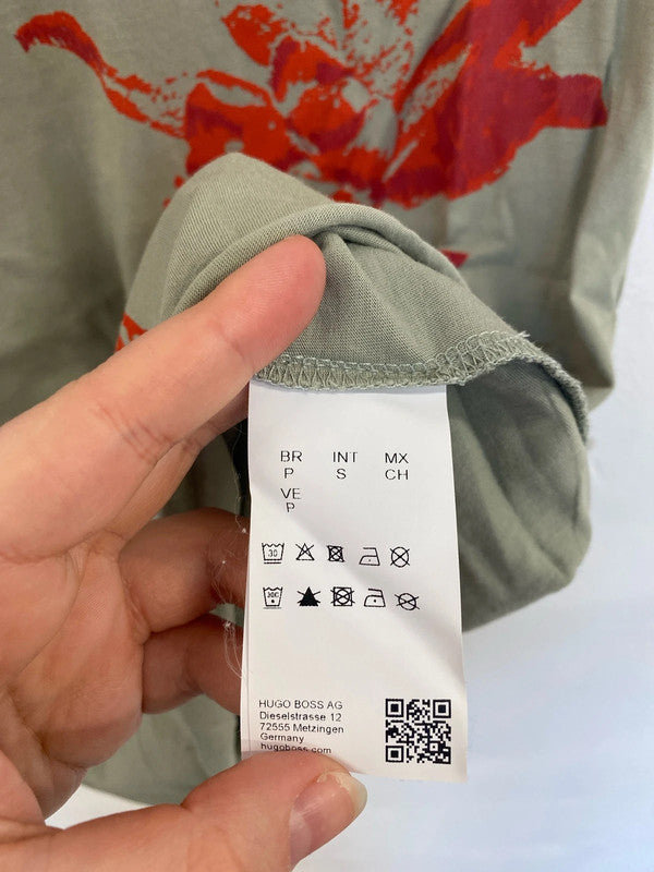 Hugo Boss Orange Label Stylish Khaki & Red Botanical Shirt Size M SW001