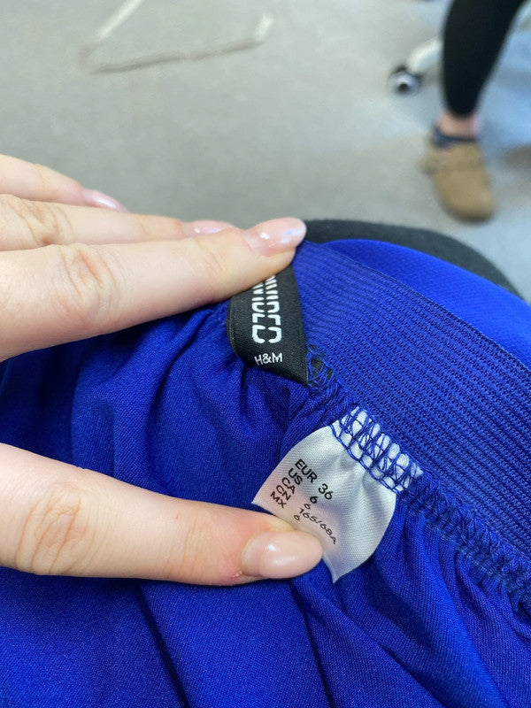 Gorgeous H&M sheer blue under layer midi festival skirt UK 8 JB001