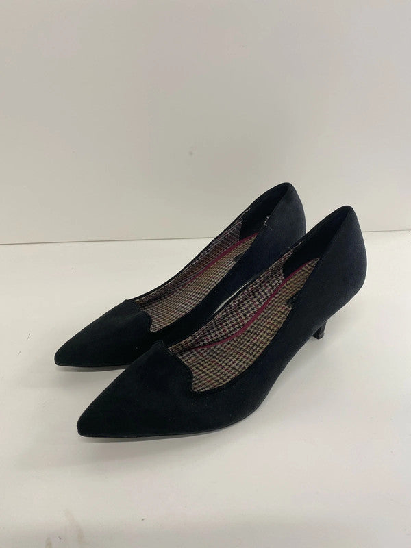 Cute Velvet Faux suede kitten heel black formal shoes Uk4 Next GW001