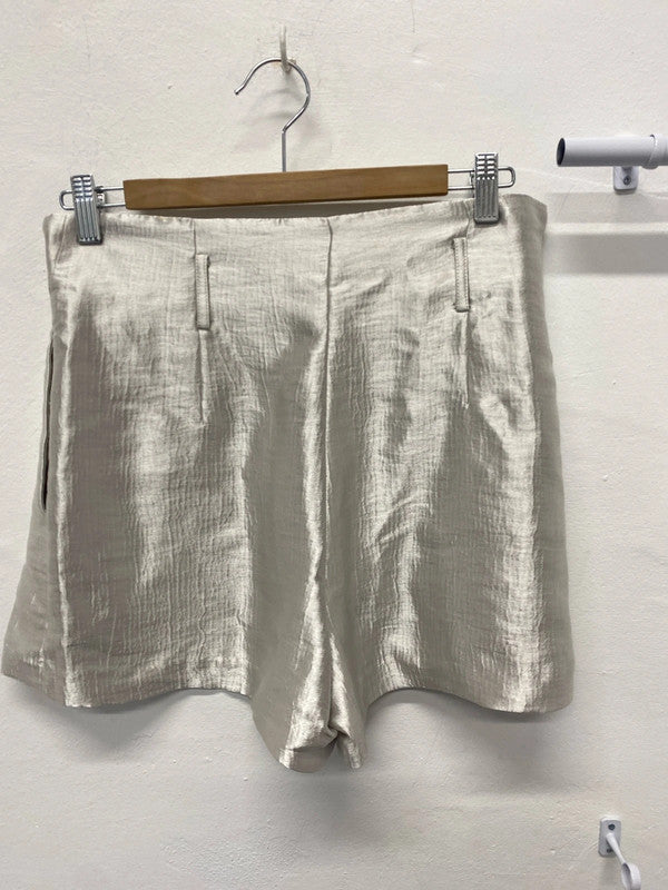 Stunning Champagne silver pleated silver shorts UkS JB001