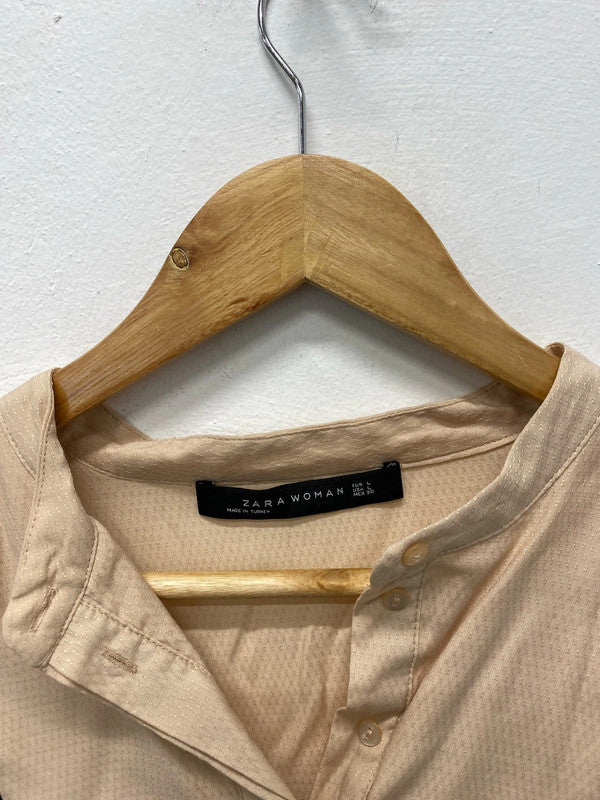 Zara peach faux formal top shirt blouse stunning UkL JB003