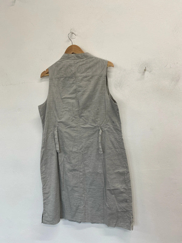 Lovely gap grey sleeveless button belt midi dress UK 18 KM003