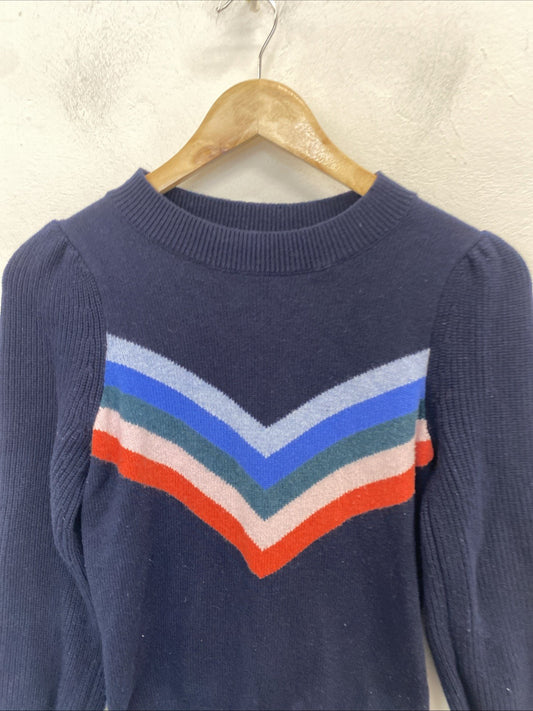 Gorgeous Hush Midnight Navy Blue Bridie Chevron Jumper Long Sleeve UK XS SS004