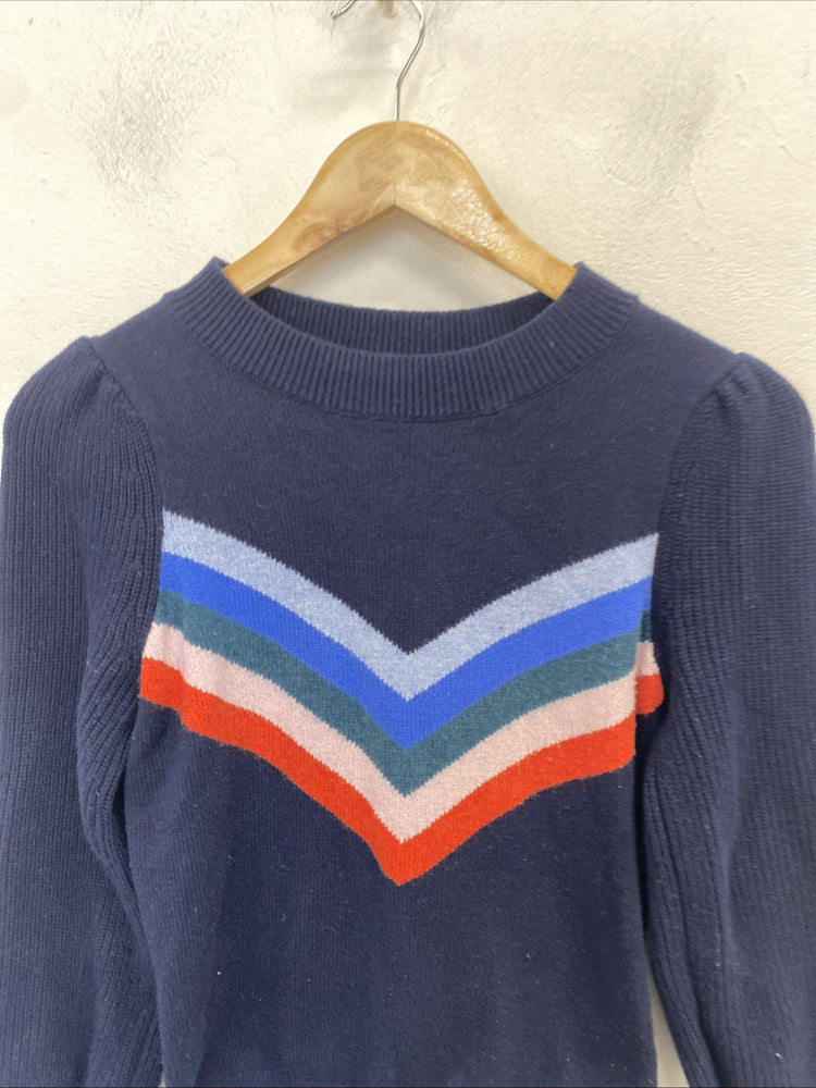 Gorgeous Hush Midnight Navy Blue Bridie Chevron Jumper Long Sleeve UK XS SS004