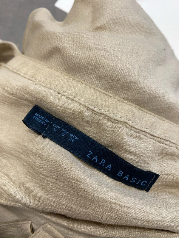 Lovely Zara beige pocket blouse top UK S AE001