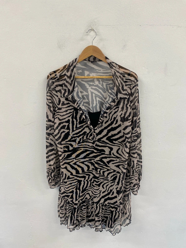 Fabulous Zebra print sheet midi dress with slip River Island Curve 18 CR002