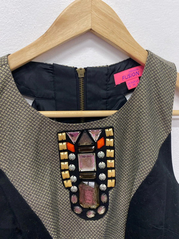 Fabulous Monsoon Fusion embellished retro dress Uk8 AG006