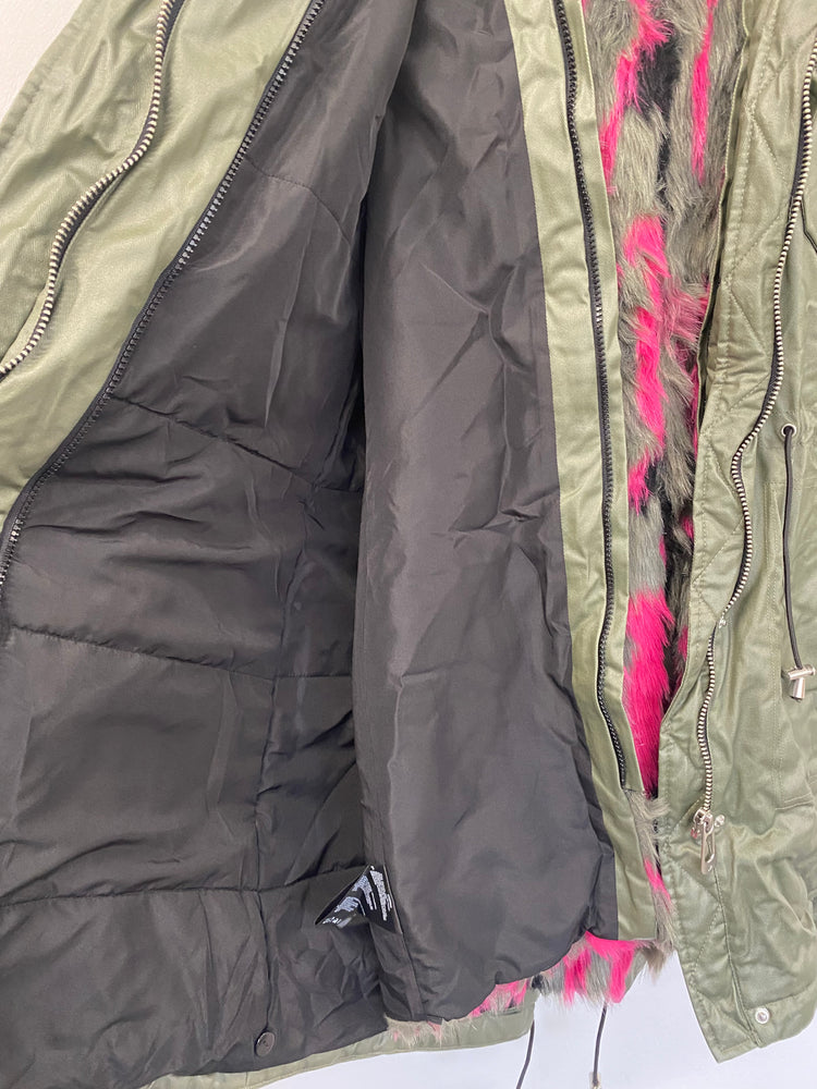 Gorgeous Noize parka pink grey faux fur Jolie S RF001