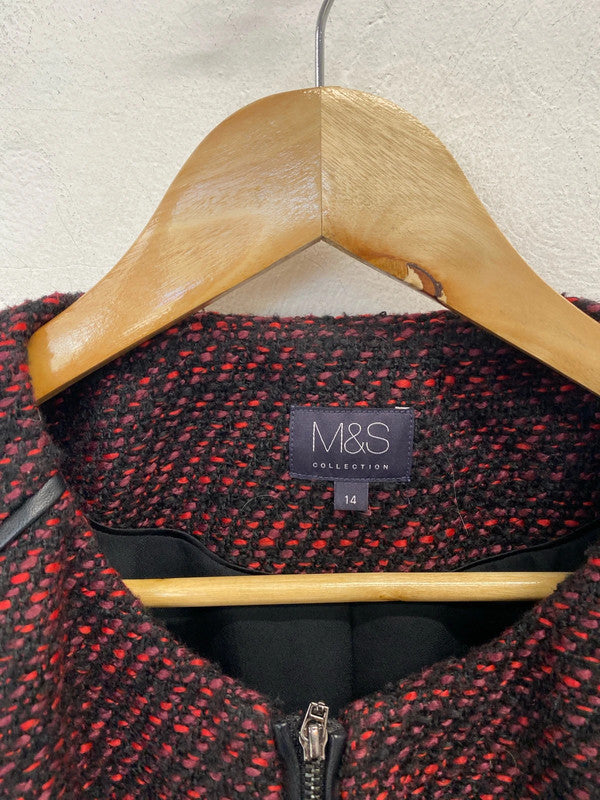 Lovely m&s burgundy black textured jacket UK 14 AO001