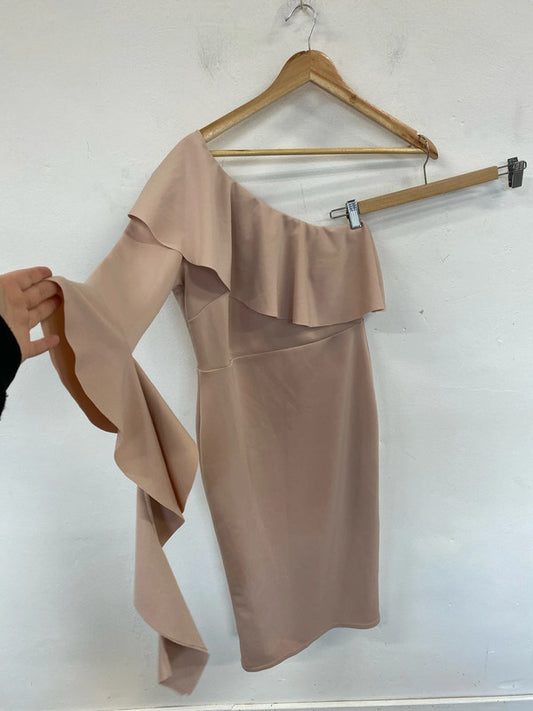 Asos Fabulous Rose Pink Asymmetric Midi Dress UK 12 MB001