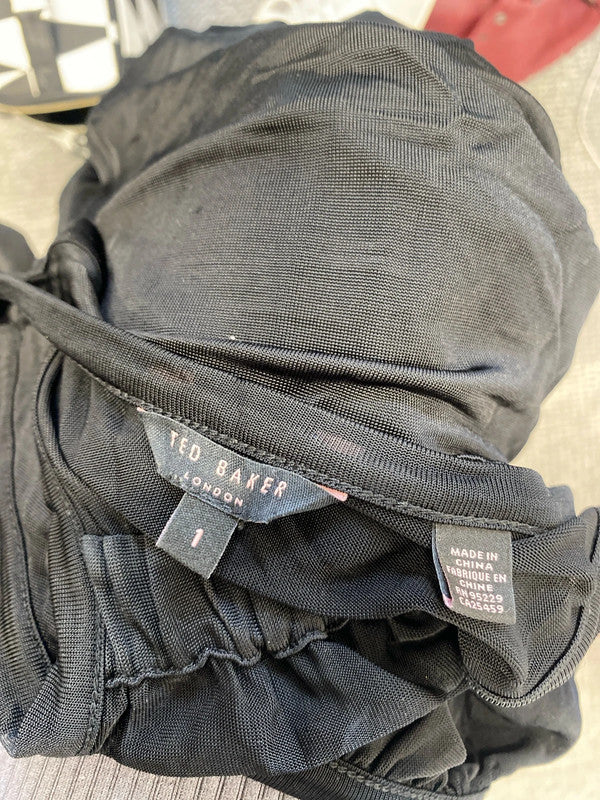 Lovely ted baker black semi sheer vest top UK XS LH002