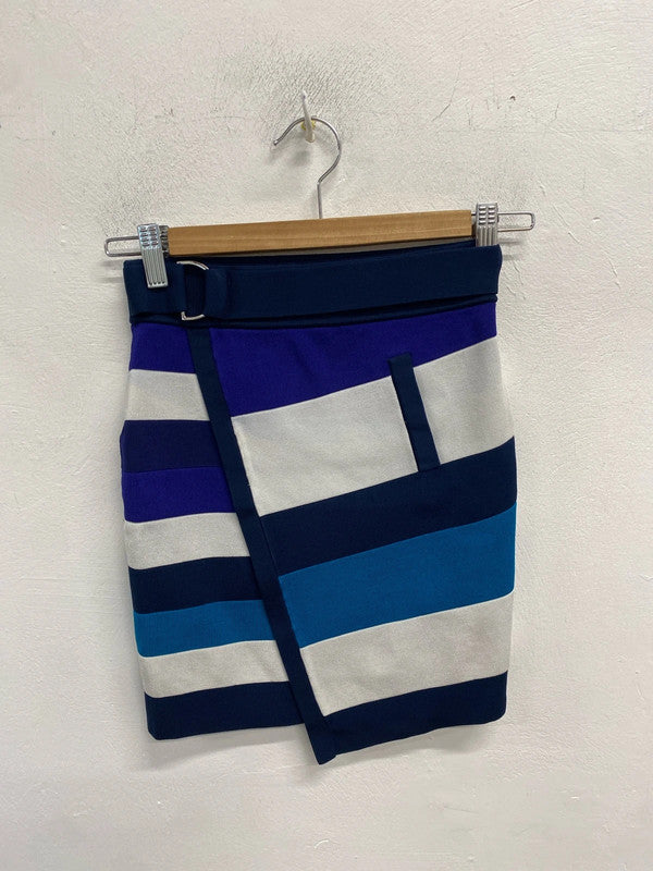 Lovely Karen Millen purple stripe mini skirt UK 4/6 AE001