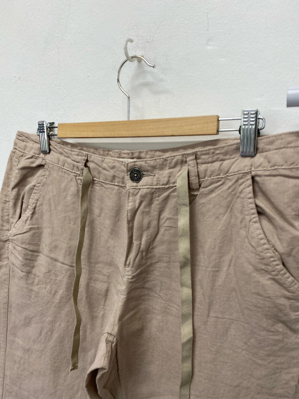 Fabulous Linen cotton taupe wide leg boho trousers Uk14 KM003