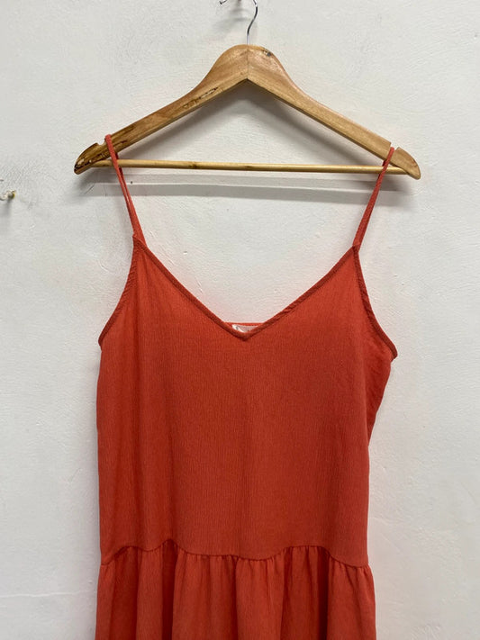 Stunning mango pink textured Strappy smock dress UK S KS002