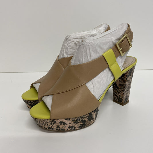 Clarks UK Size 5 Neon Yellow & Snakeskin Block Heel Leather Shoes New LW005